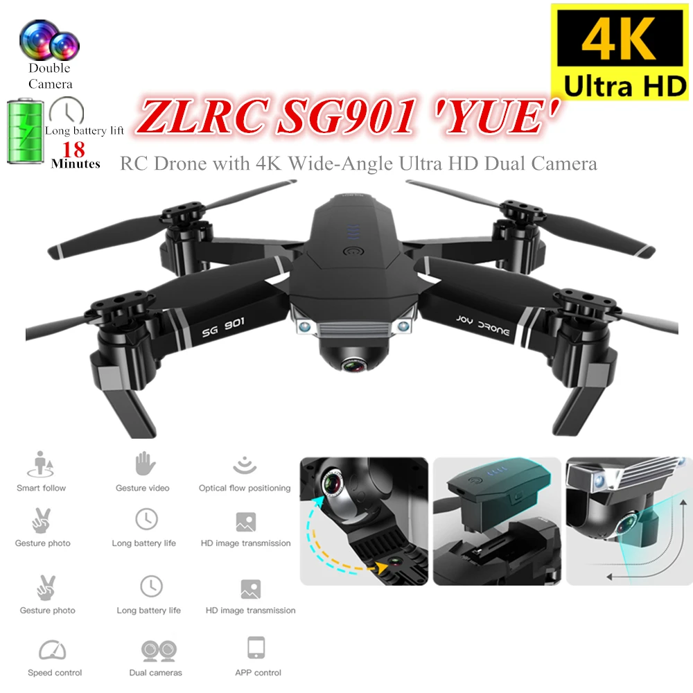 

SG901 RC Drone 4K Profesional Quadrocopter with Wide-Angle Camera Optical Flow Quadcopter Helicopter Toys for Kid Dron VS XS816