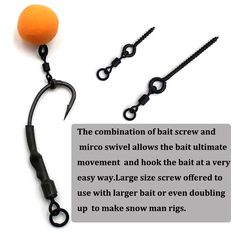 Carp bait screws ring swivel with 21mm bait screw for fake corn boilies pop up zig foam matte black