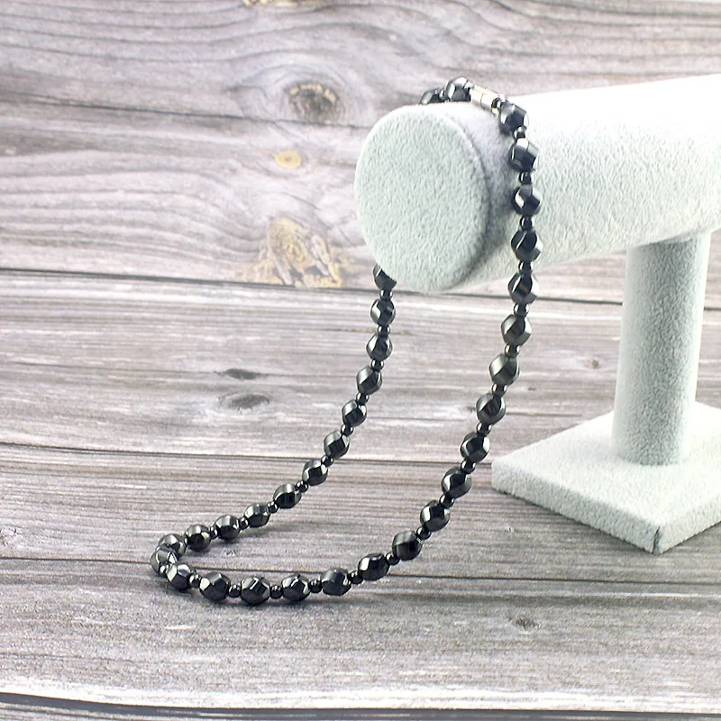Magnetic Hematite Twisted Round Beads Energy Necklace for Men and Women Healthy Jewelry Handmade Therapy