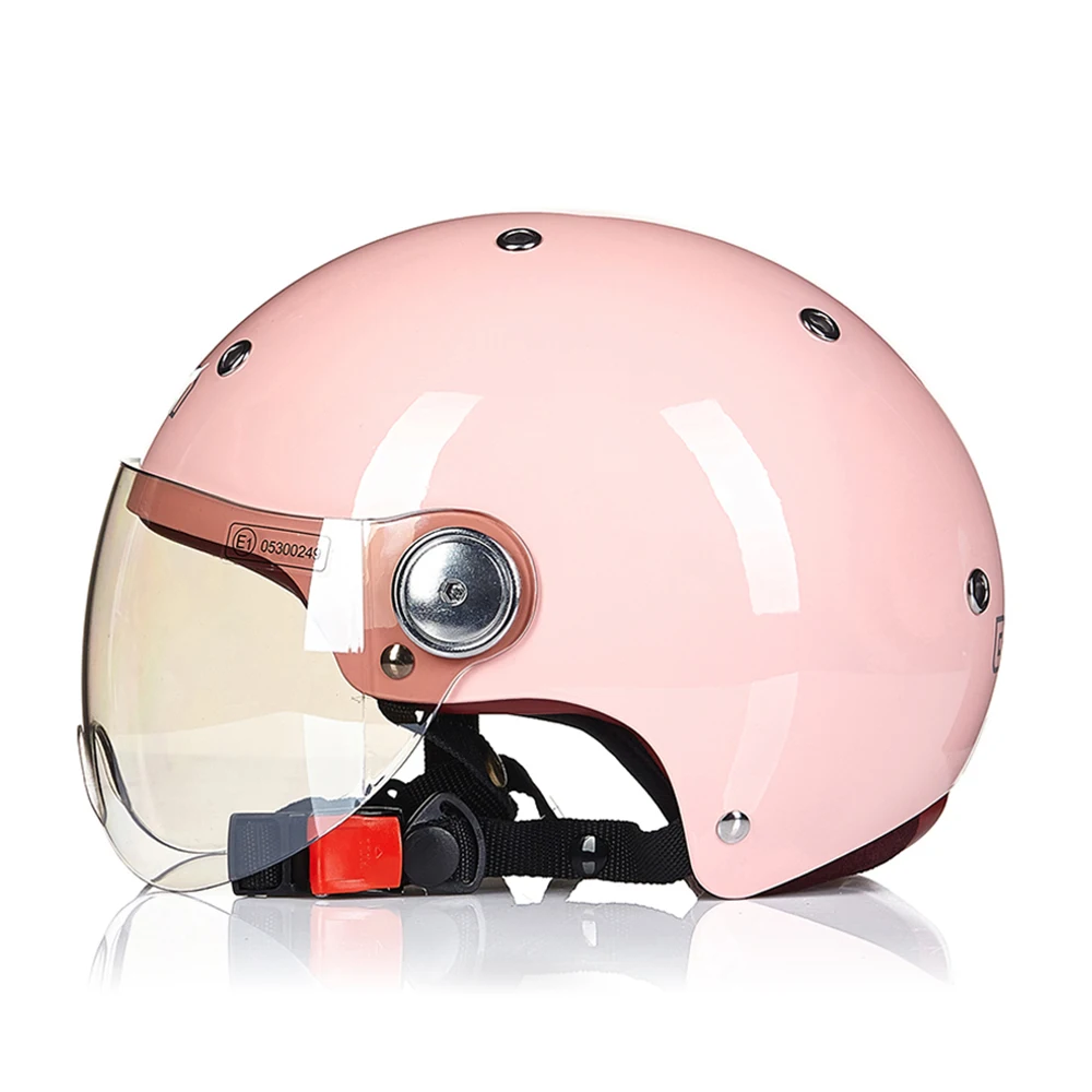 B-103 LPink BEON мотоциклетный шлем для мужчин и женщин ретро винтажный Байкерский скутер полуоткрытый мотоциклетный шлем Capacetes мотоциклетный шлем козырек - Цвет: B-103 LPink