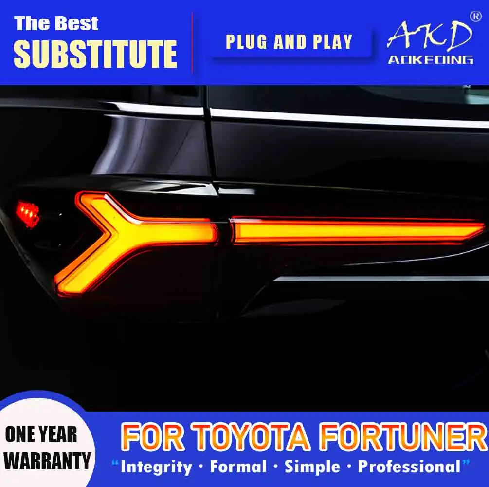 

AKD Tail Lamp for Toyota Fortuner LED Tail Light 2016-2021 Fortuner Rear Fog Brake Turn Signal Automotive Accessories