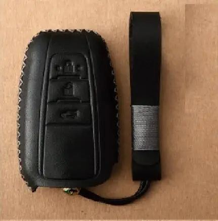 3Button black Чехол из натуральной кожи с дистанционным управлением для Toyota CHR C-HR Prado Prius Camry Corolla RAV4 аксессуары - Название цвета: 3Button black