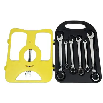 

7Pcs 8-19mm Ratchet Wrench Spanner Keys Spanners Set Tools 72T Ratcheting Multitool High Torque With Plastic Rack