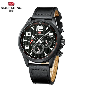

Men Sport Watch Genuine Leather Strap Waterproof Fashion Watch for Male Luminous Men's wrist watch relogios masculino