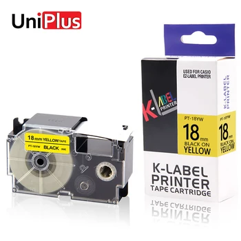 

UniPlus Yellow Ribbon Printer for Casio King Jim XR-18YW Label Tapes 18mm*8m Strong Adhesive Black on Yellow Labelmaker XR18YW