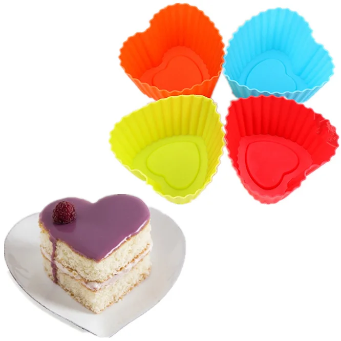 

10pcs/lot Reusable Baking Cup Liner Baking Molds Heart Shape Silicone Cupcake Mould Maker Mold Tray DIY Cake Decorating Tools