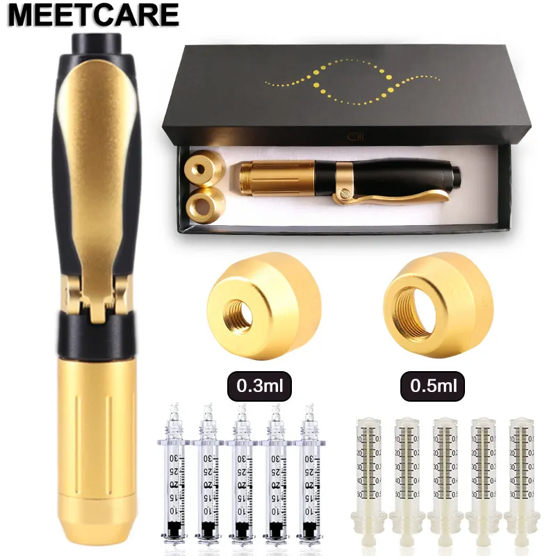 

2in 1 Meso Injection Gun Hyaluron Pen 0.3ml &0.5ml Gold Hyaluronic Acid Pen Lip Filler Injector Noninvasive Nebulizer Skin Care