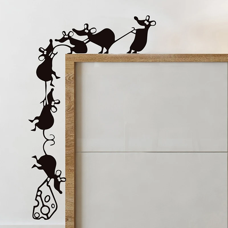 Funny Climbing Cheese Mice Light Switch Mural Decal Stickers Design Wallpaper PVC Wall Art Poster Living Room House Decoration | Дом и сад