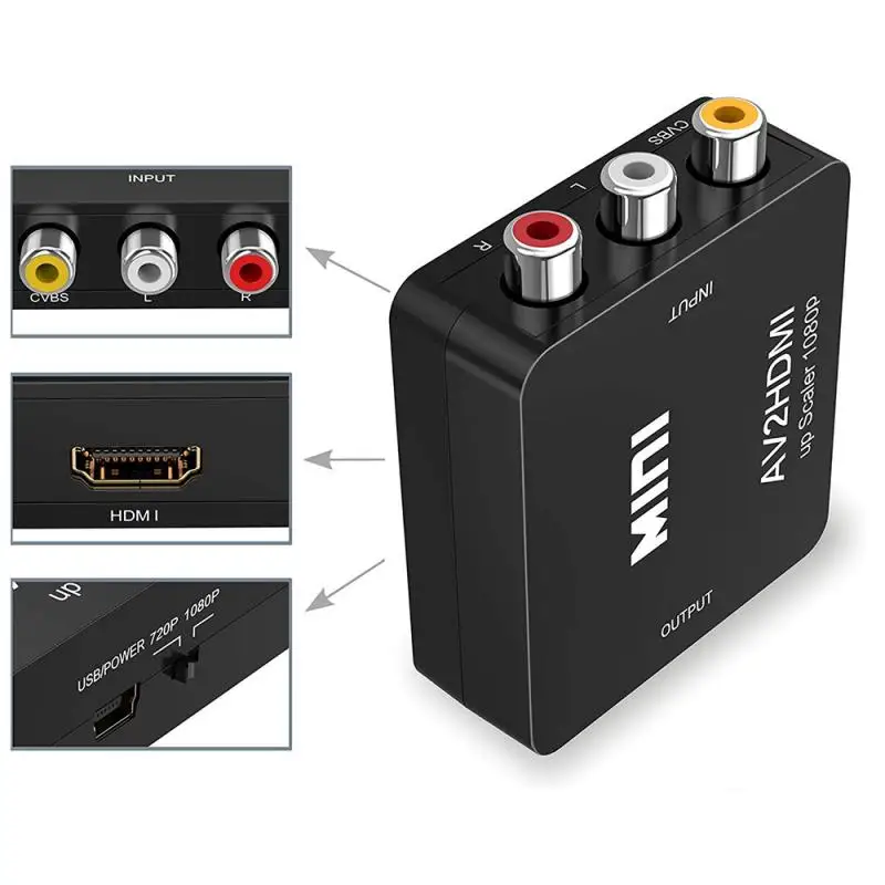 Конвертер видео RCA в HDMI AV компьютер HD 1080P поддержка TV с USB кабелем | Электроника