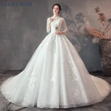 Роскошное бальное платье с v-образным вырезом, свадебное платье, Кружевная аппликация, vestidos de novia, открытая спина, trouwjurk robe, свадебное платье