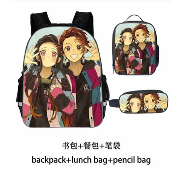 

Anime Demon Slayer Girl Boy Schoolbag Children Bookbag 3D Print Kid Set Mochila Backpack Shoulder Bags