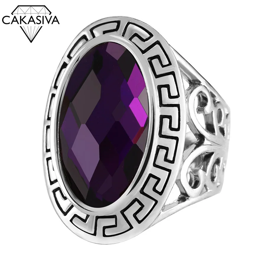 

Bohemian Amethyst Ancient Silver Hollow Art Pattern Women's Ring Vintage Ring Engagement Wedding Birthday Gift Jewelry