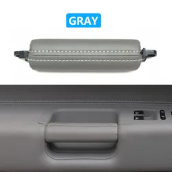 Leather Car Interior Door Pull Handle - Left & Right Driver Side (Gray)