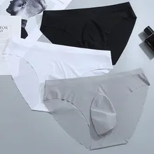 

Men Mid Waist Briefs 2022 Non-marking Briefs Y-Front Briefs Ice Silk Transparent 3D Semi-Transparent Breathable Underwear