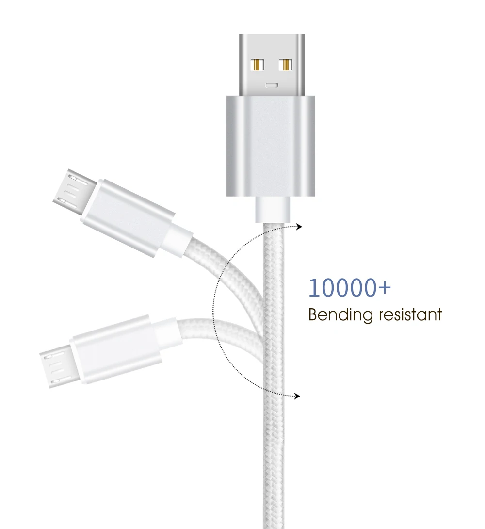 2A нейлоновый Micro USB кабель для быстрой зарядки USB кабель для передачи данных для samsung Vivo LG lenovo Tablet Android мобильный телефон usb зарядный шнур