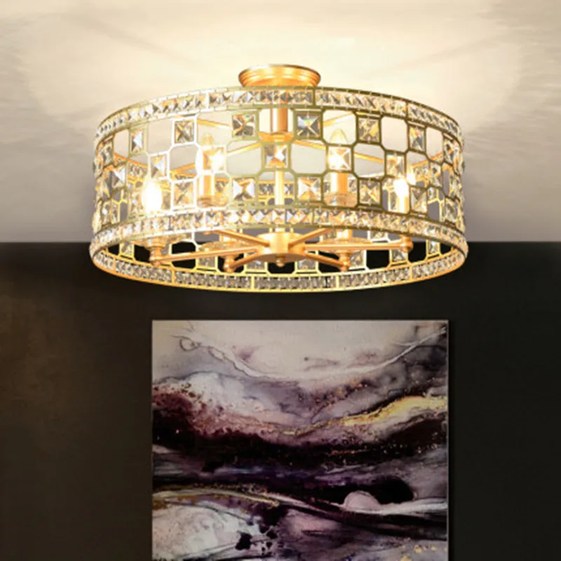 

Nordic LED Ceiling Lights Crystal Art deco Round Gold Ceiling Lamp For Kids room Living room Modern Retro Industrial plafondlamp