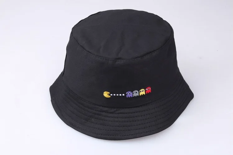 Korean-style New Style Cartoon Embroidered Bucket Hat Eat Peas Bucket Hat Cool College Style Sun-resistant Hat Unisex Fashion Ca
