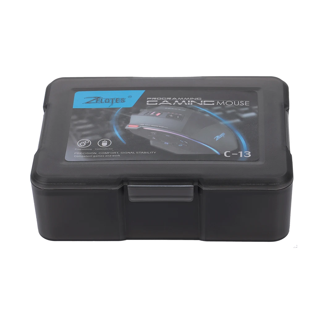 Zelotes C-13 Wired Gaming Mouse 13 Programming Keys Adjustable 10000DPI RGB Light Belt Built-in Counterweight Mechanism gaming mouse wired mouse