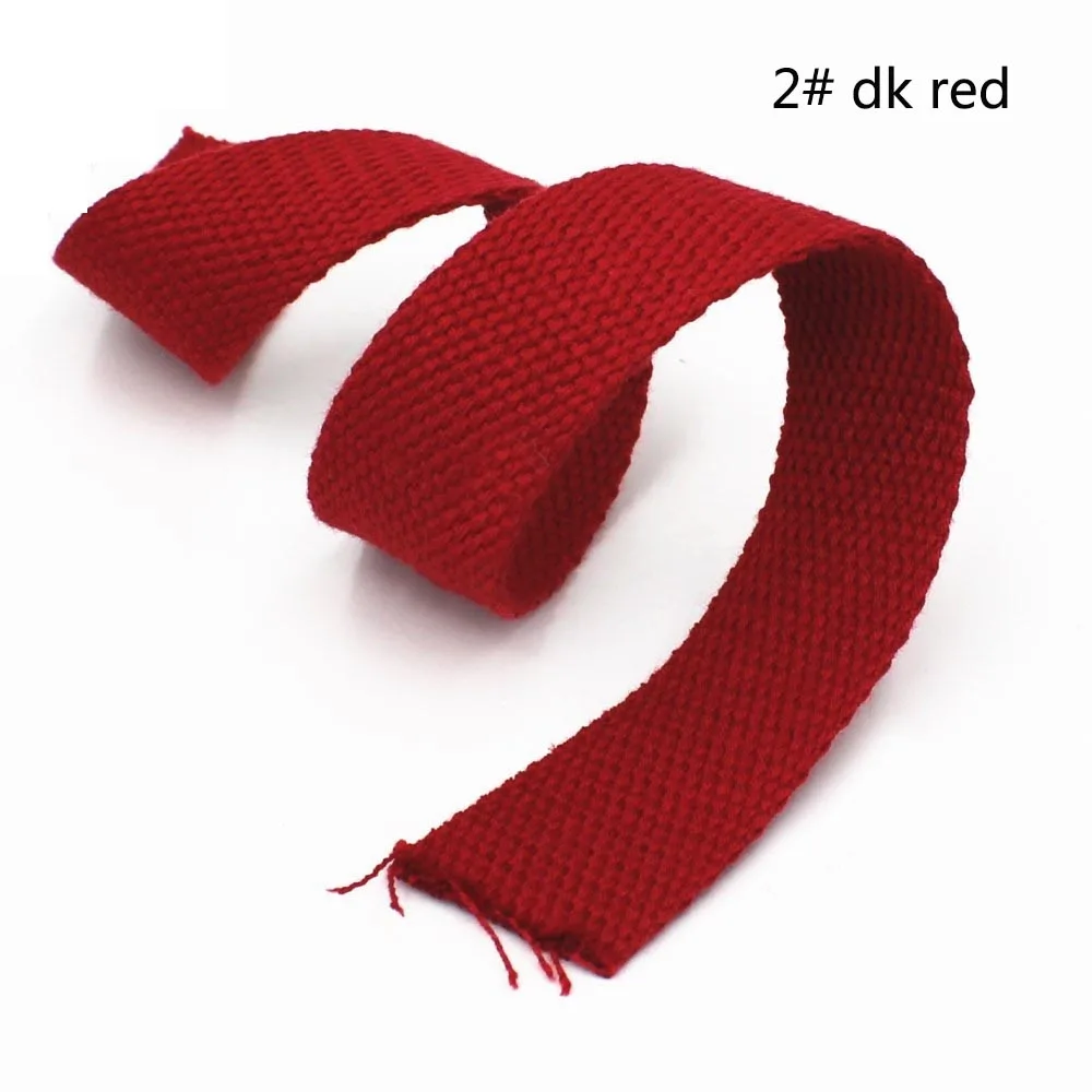 dk red 8 ярдов Meetee 2,5 см холщовая хлопковая тесьма 1,5 мм толстый ремень для сумки Одежда лента для рюкзака ремень безопасности DIY Pet веревка для шитья ленты - Цвет: dk red