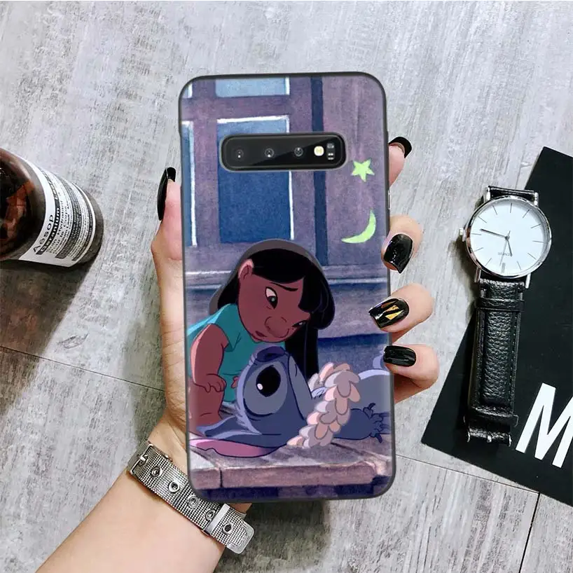 Тематика «Лило и Стич» черная крышка чехол для телефона для samsung Galaxy A50S A10S A20S A10 A20E A30 A40 A50 A70 M40 M30S A80 корпус под плетенную сумку - Цвет: BA179-1