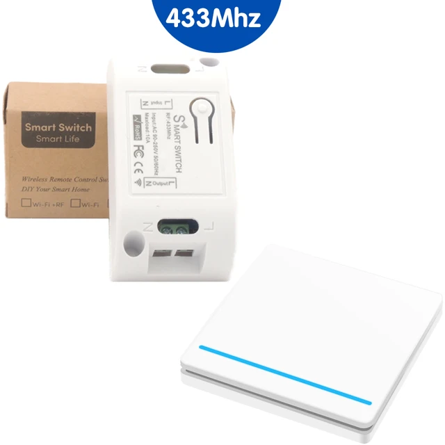 Wireless Smart Light Switch RF 433MHz Remote Control Switch AC 95-250V 10A Module 86 Wall Panel for Bedroom,Gallery Lights Lamp 1R 1WP041