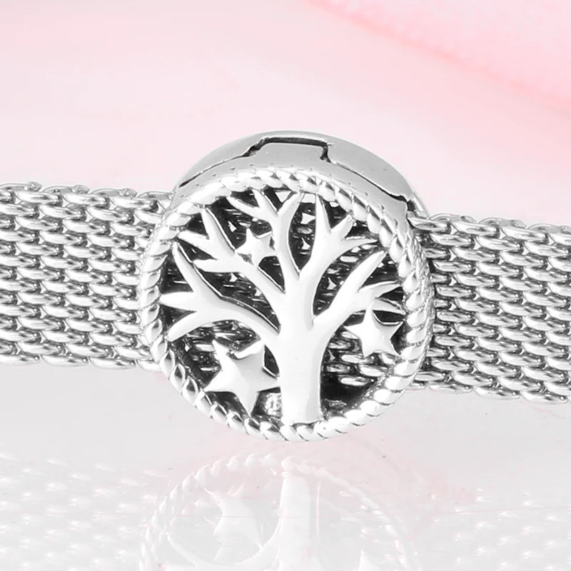 Fashion 925 Sterling Silver hollow Out tree of life clip Charms Beads Fit Reflection Charms Bracelet For Jewelry