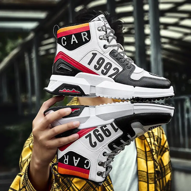 

BOY'S 2019 Autumn And Winter White for Men like Hight-top Thick Bottomed Anti-slip Winter Shoes High School Students Street Cool