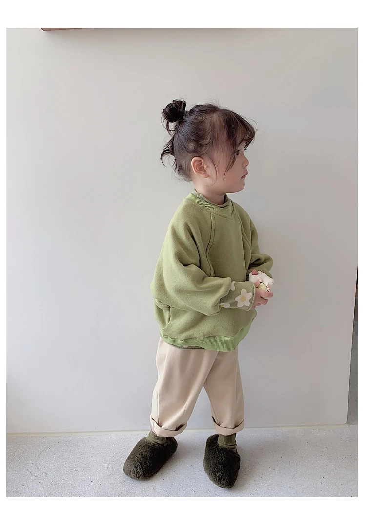 autumn winter new baby Girls Leisure Pants Children solid color loose leisure Trousers kids pants