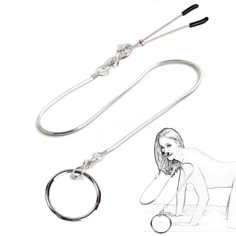 Metal bondage restraint Nose Clamps nipple clips chain leader Exotic Slave BDSM no vibrator sex toy for female male couple game |