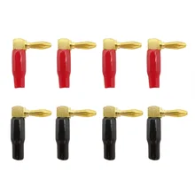 1/2/4Pair 90 Degree Right Angle 4mm Banana Plug Connector Gold Plated Audio Speaker Plugs L Type Adapter