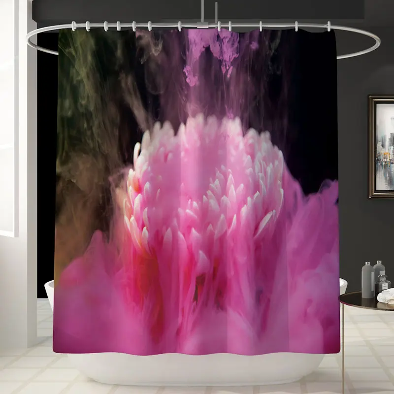 1pc shower curtain B Тюльпан, лотос, пион, цветочный узор, 4 шт., занавеска для ванной комнаты, водонепроницаемый комплект для ванной, коврик для унитаза, нескользящий коврик DW064 - Цвет: 1pc shower curtain B