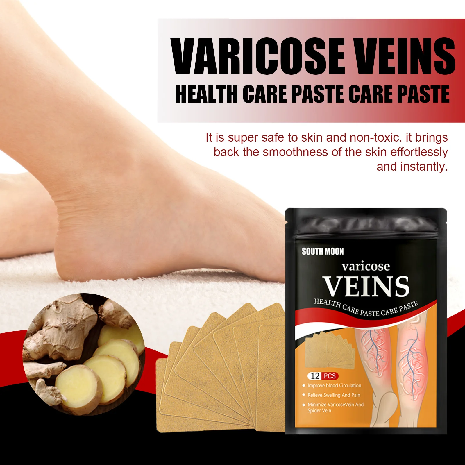 12PCS Varicose Veins Stickers Promoting Blood Circulations Pain Relief Patch for Eliminate Edema Nerve & Leg CJ | Красота и