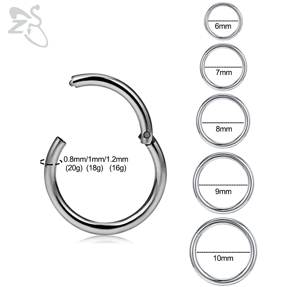 ZS 1 Stück 20/18/16g Hoop 316L Edelstahl Nase Ring Runde Clicker Ohr Knorpel Tragus helix Piercings Schmuck 6/7/8/9/10mm