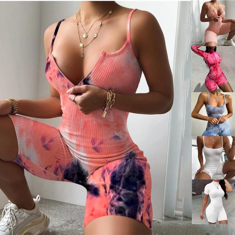 Moda mujer mono Sexy mujer estampado mono mujer pelele otoño verano sin mangas deporte Casual Delgado Playsuit ropa de mujer