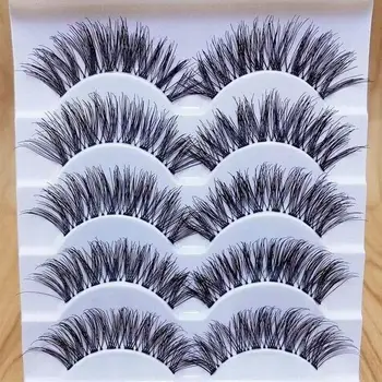 

5 Pairs Makeup Handmade Natural Long Volume False Eyelashes Lashes Extensions Eyelashes Artificial Eyelash Practice