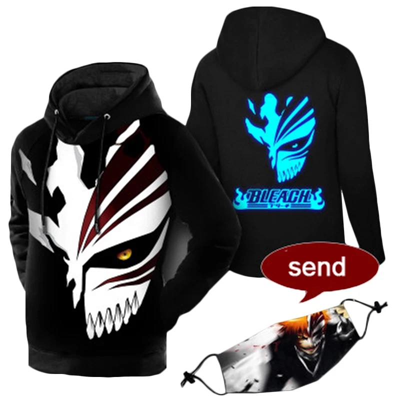 Зимние мужские толстовки BLEACH пуловер аниме мужские толстовки Kurosaki Ichigo Мужской пуловер пальто