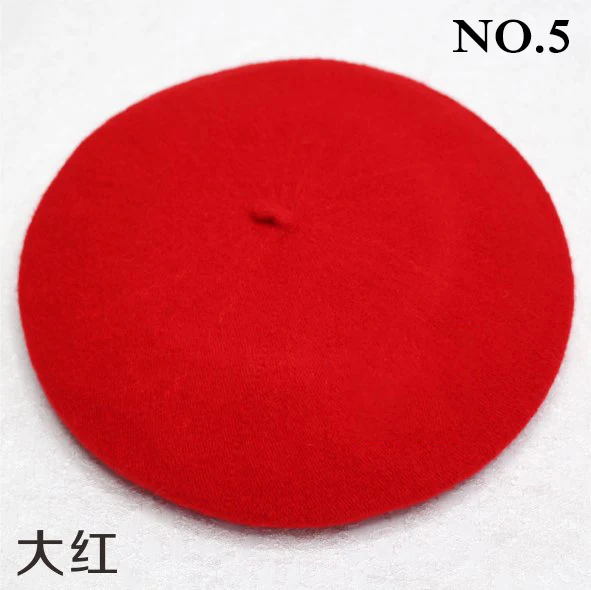 5 New Fashion Women's Wool Beret Hats Spring Autumn Winter Warm Wool Cap Vintage Berets Solid Color Caps for Female Painter Hat - Цвет: 5