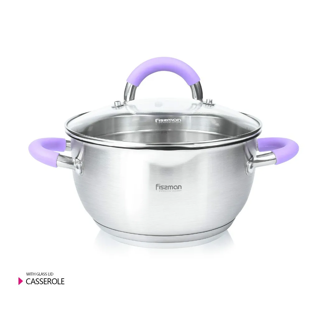 

Casserole Anette series with glass lid with side handle 304 stainless steel soup pot induction bottom cooker