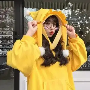 Harajuku Модные женские толстовки, милый Рождественский свитшот, милые свободные женские пуловеры, осенние толстовки больших размеров, повседневные зимние топы - Цвет: Цвет: желтый