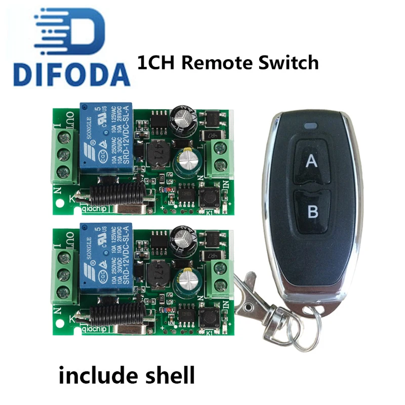 

DIFODA AC 110V 220V 1CH Wireless Remote Switch and 2CH Remote Control RF Relay LED Controller Ceiling Lights Incandescent Lamp