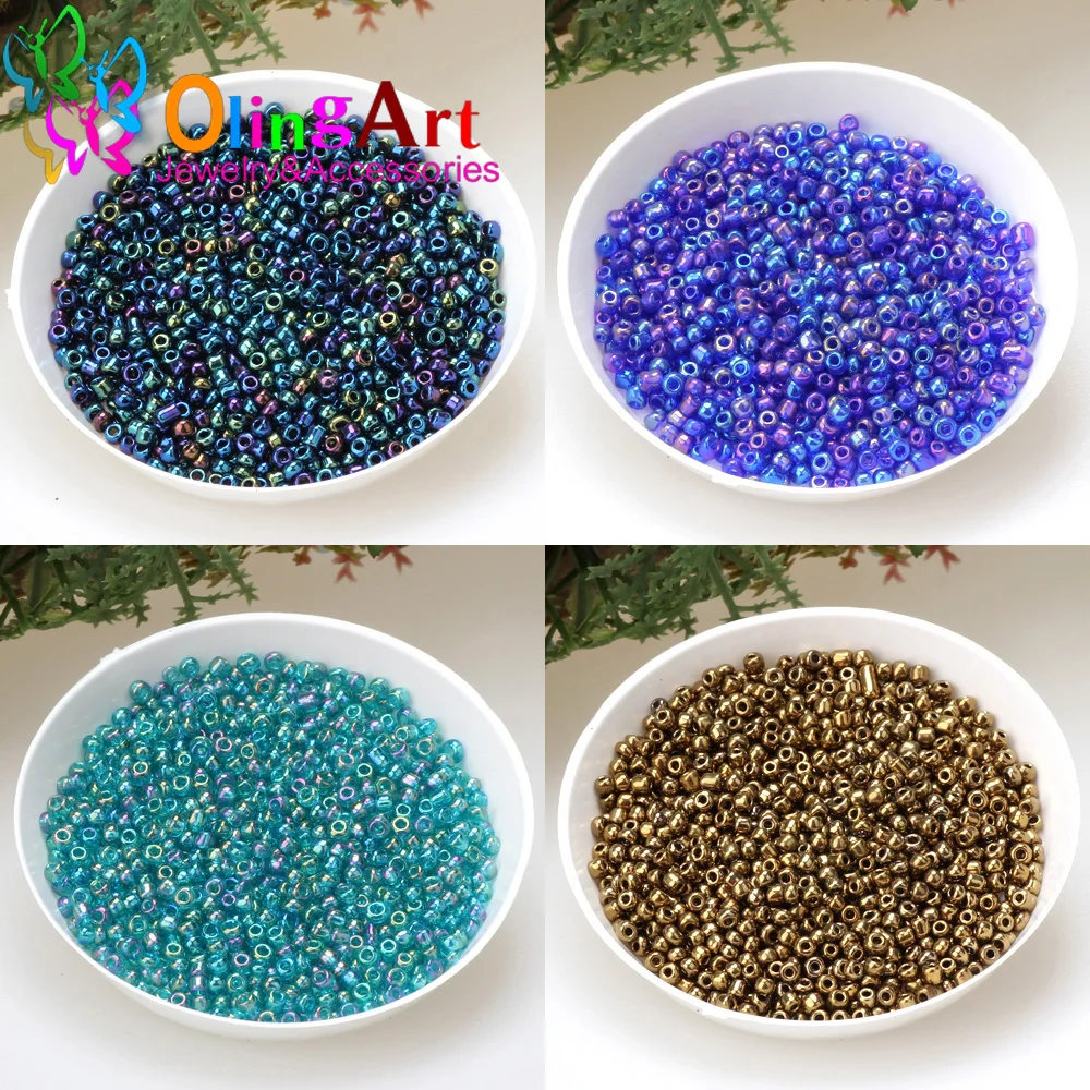 Olingart 1000pcs 2mm Multicolor Glass Seed Beads for DIY Bracelet Necklace Jewelry Making Handmade Accessories glass seed beads