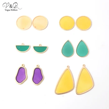 

DIY Handmade Jewelry Making, Water Drop/ Round/ Geometric/ Semi-circle Enamel Bead Charms Pendants, DIY Accessories Componenets