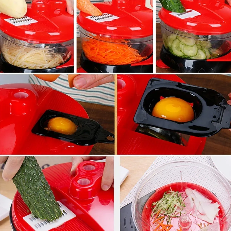 Multi-function home Cooking Device Shredder Dumpling Stuffing Mixer Manual Meat Grinder Egg White Separator 2L