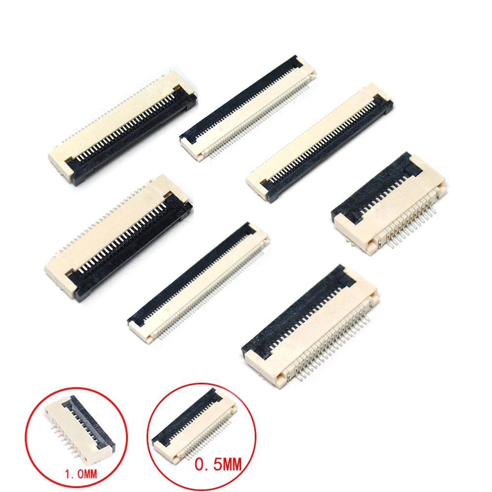 10pcs 0.5mm/1mm Pitch Under Clamshell Socket FPC FFC Flat Cable Connector 4P 5P 6P 8P 10P 12P 14P 16P 20P 22P 24P 30P 34P - 2
