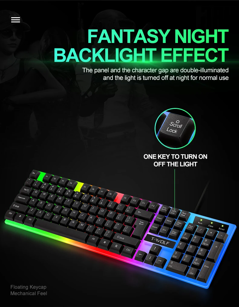 Keyboard Set English Wired Gaming Mouse and Keyboard Set Rainbow Backlit Gamer 104 Computer Waterproof Keyboard for PC Laptop