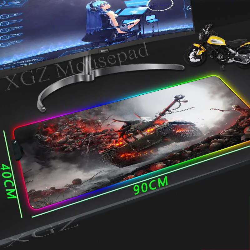Большой пользовательский RGB коврик для мыши XGZ с черной застежкой по краям