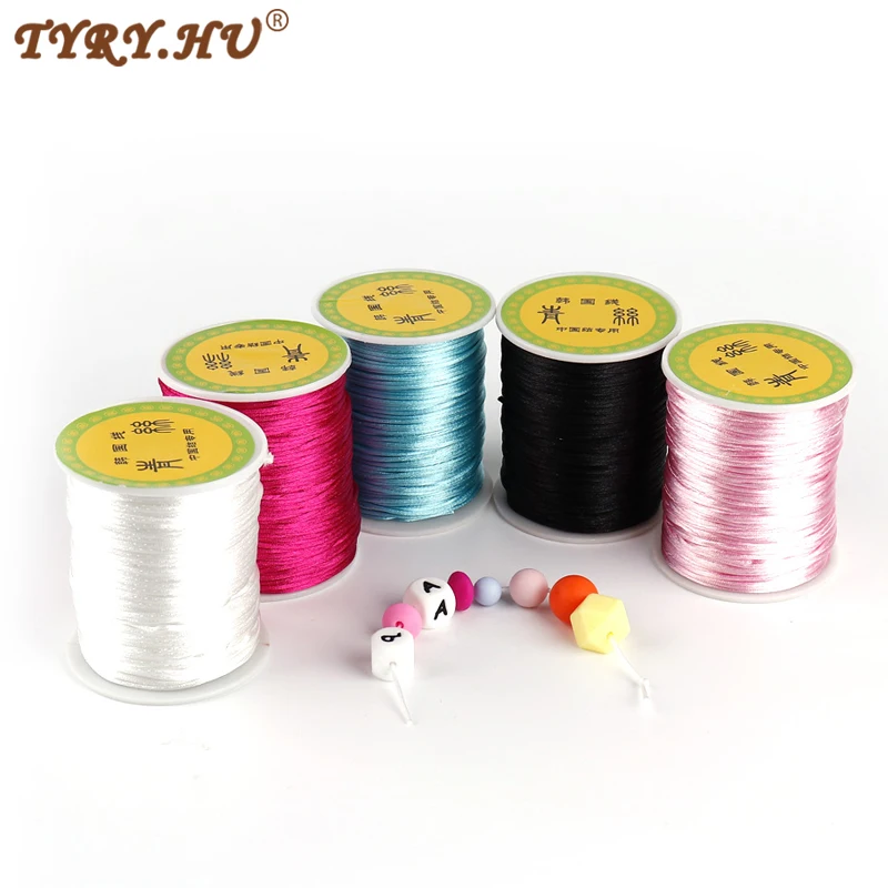 Sensory Chew Necklaces 20-80meter Baby Chewable Necklace Accessories 1.5mm/2mm/2.5mm Satin Silk Nylon Cord for Baby Pacifier Chain DIY Tools