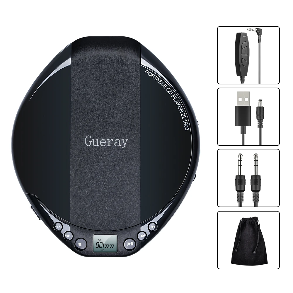

Portable CD Player Personal Compact Walkman CD Player AUX Cable Built-in Headphones HiFi Music Reproductor CD Car Audio Device