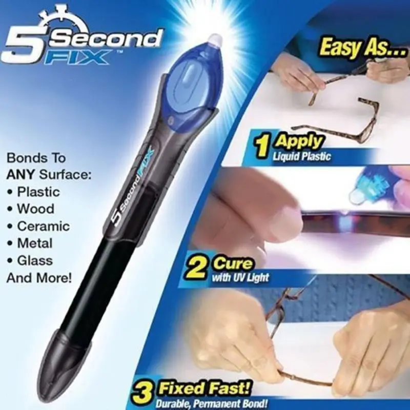 Plastic Repair 5 Seconds Curing Adhesive UV Glue Kit with Light