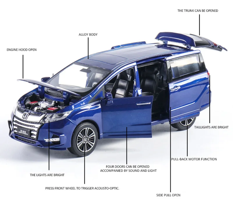 1/32 Honda Odyssey Alloy Die Cast Model Toy Car Simulation Sound